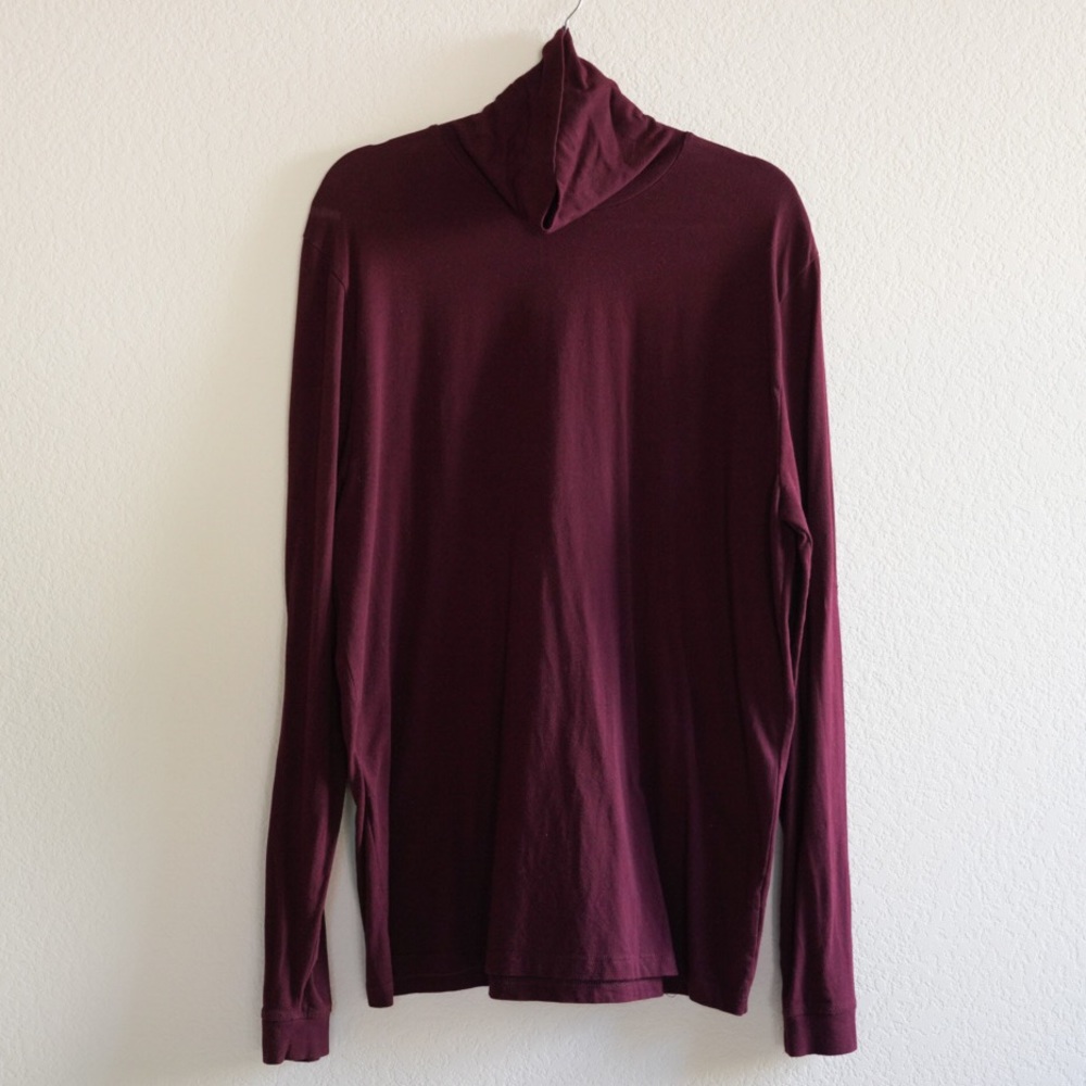 Topman Turtleneck long sleeve shirt in deep burgundy color. US XXL